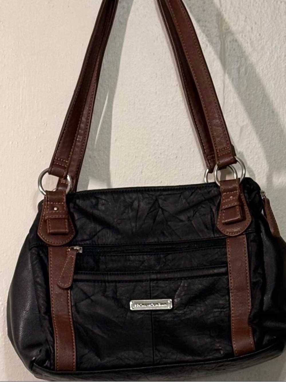 1980’s black with brown trim Stone Mountain genuine leather